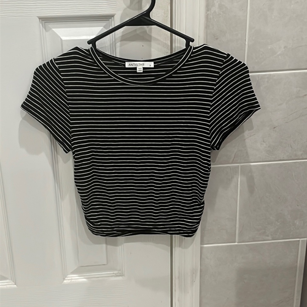 Black and white striped crop top